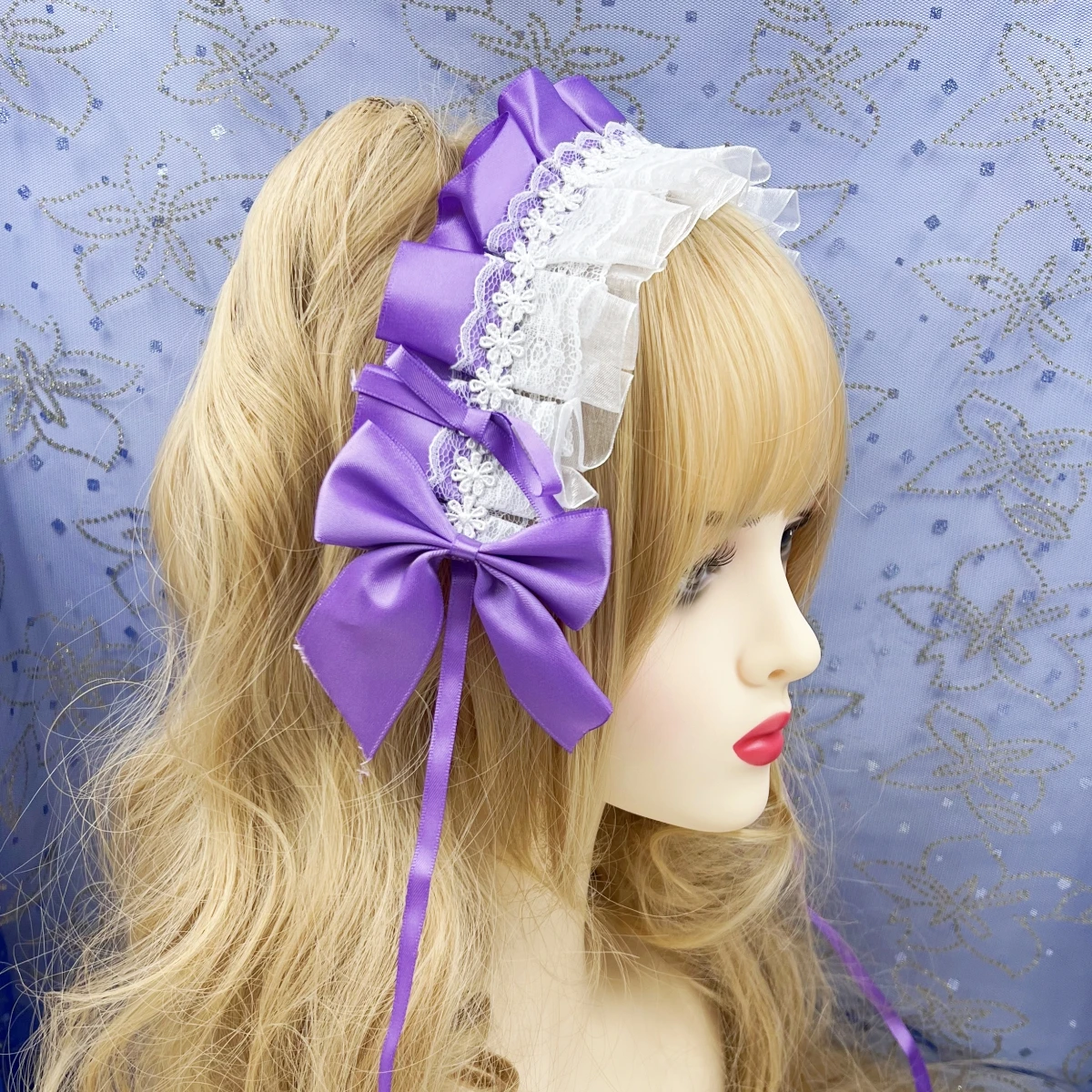 2024 Lovely Sweet Hair Hoop Anime Maid Cosplay Headband Lolita Lace Flower Headwear Hair Accessory Hand Made Droppshing