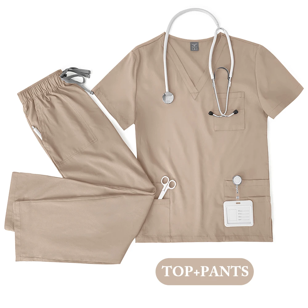 Unisex Medical Uniforms Men Women Nursing Clothes Lab Beauty Costume Nurse Scrubs Set Doctor Dentist Workwear Clinical Top Pants