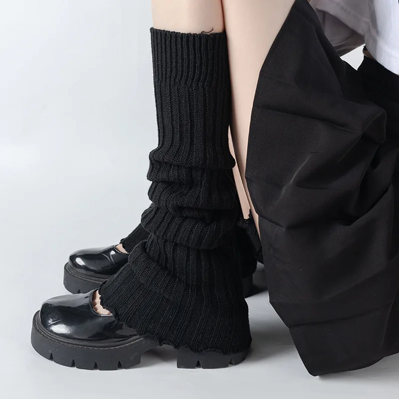 2025 Spring Lolita Leg Warmers Socks Female Knitted Warm Foot Cover Women Warmer Lady Autumn Crochet Heel Socks Boot Cuffs