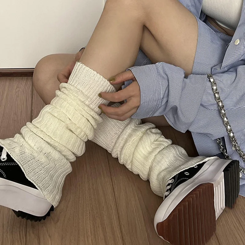 2025 Spring Lolita Leg Warmers Socks Female Knitted Warm Foot Cover Women Warmer Lady Autumn Crochet Heel Socks Boot Cuffs