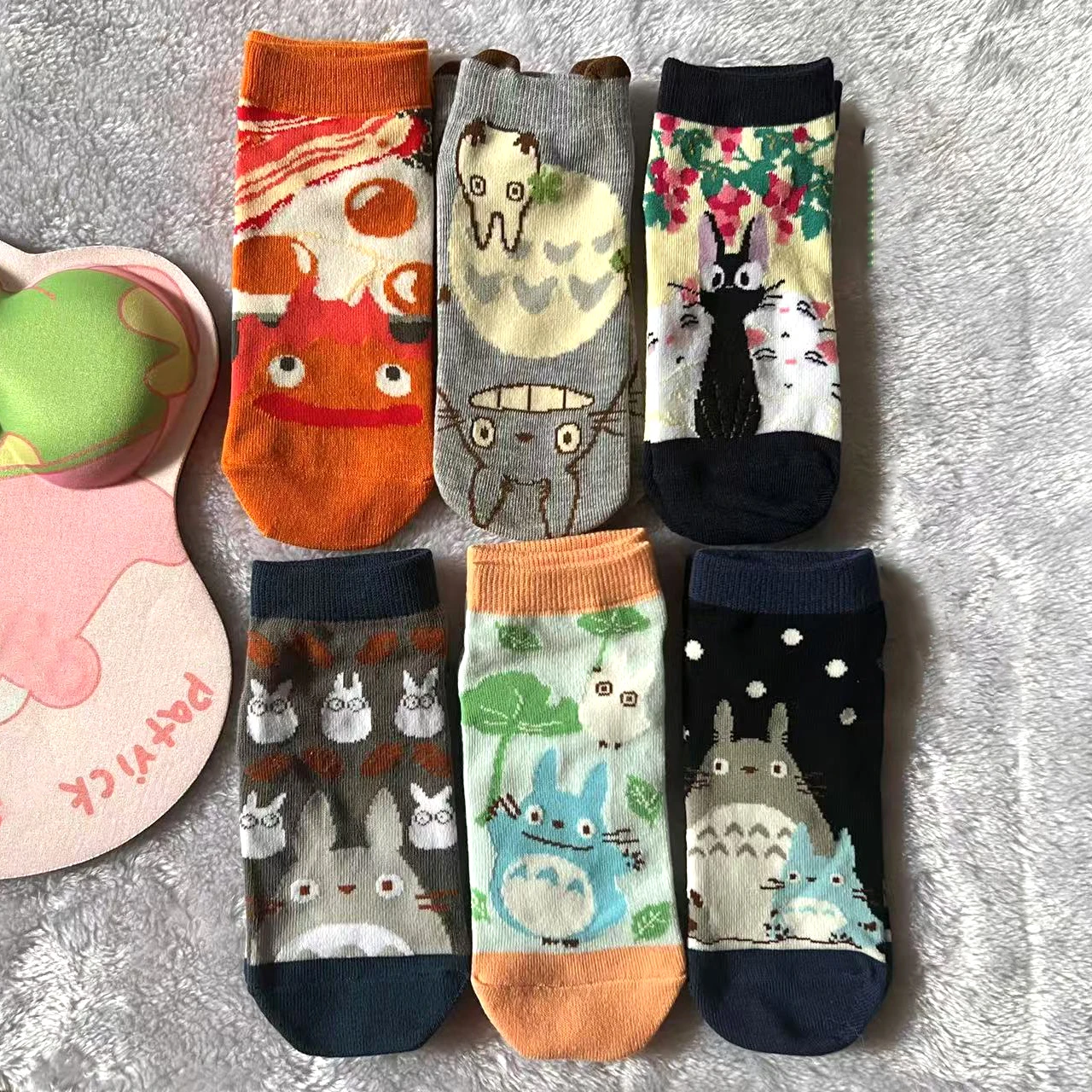 Japanese Anime Cartoon Grey Cat Socks Cute Calcifer Short Socks Jiji Socks Birthday Gifts For Girls Size Eu35-40