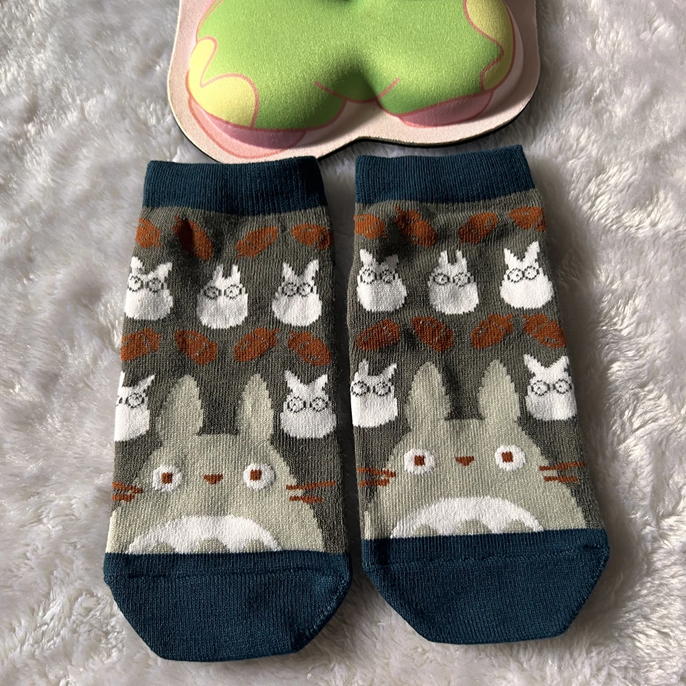 Japanese Anime Cartoon Grey Cat Socks Cute Calcifer Short Socks Jiji Socks Birthday Gifts For Girls Size Eu35-40