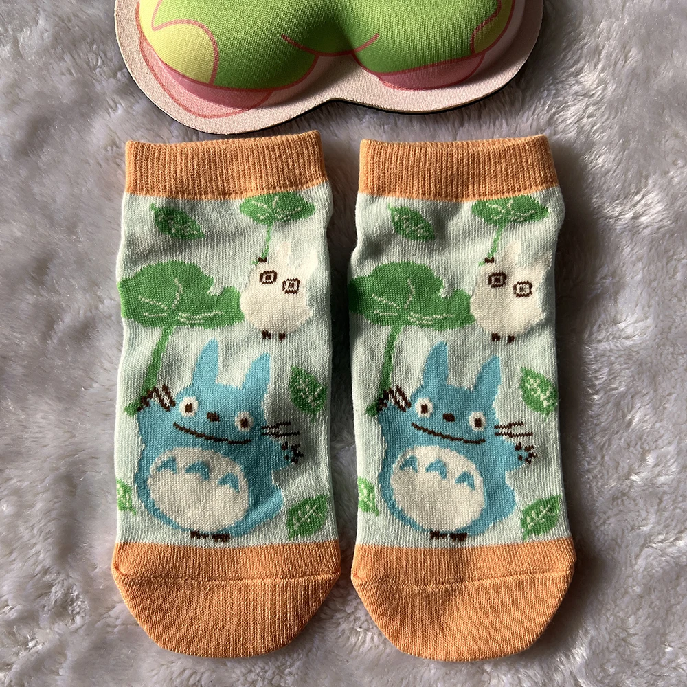 Japanese Anime Cartoon Grey Cat Socks Cute Calcifer Short Socks Jiji Socks Birthday Gifts For Girls Size Eu35-40