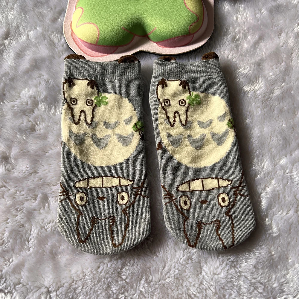 Japanese Anime Cartoon Grey Cat Socks Cute Calcifer Short Socks Jiji Socks Birthday Gifts For Girls Size Eu35-40