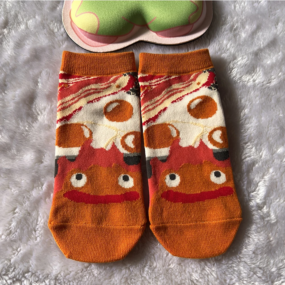 Japanese Anime Cartoon Grey Cat Socks Cute Calcifer Short Socks Jiji Socks Birthday Gifts For Girls Size Eu35-40