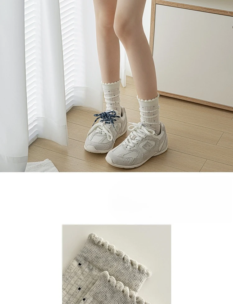 Summer Thin Polka Dot Women Socks Retro Harajuku Cotton Crew Socks Women Girl Fashion Soft Comfortable Japanese Kawaii Cute Sox