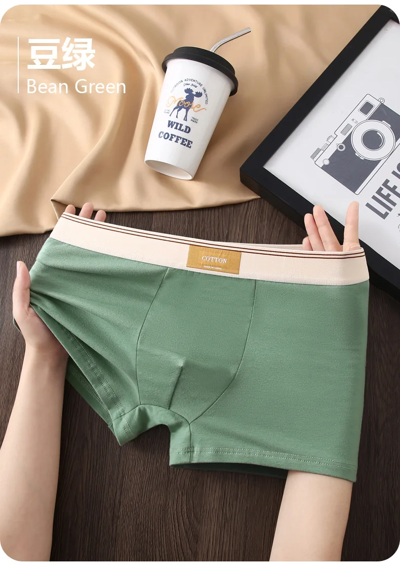 1/3Pcs Set Solid Color Men's Boxer Shorts Breathable Cotton Elastic Boyshorts Antibacterial 7A Level Comfortable Male Underwear
