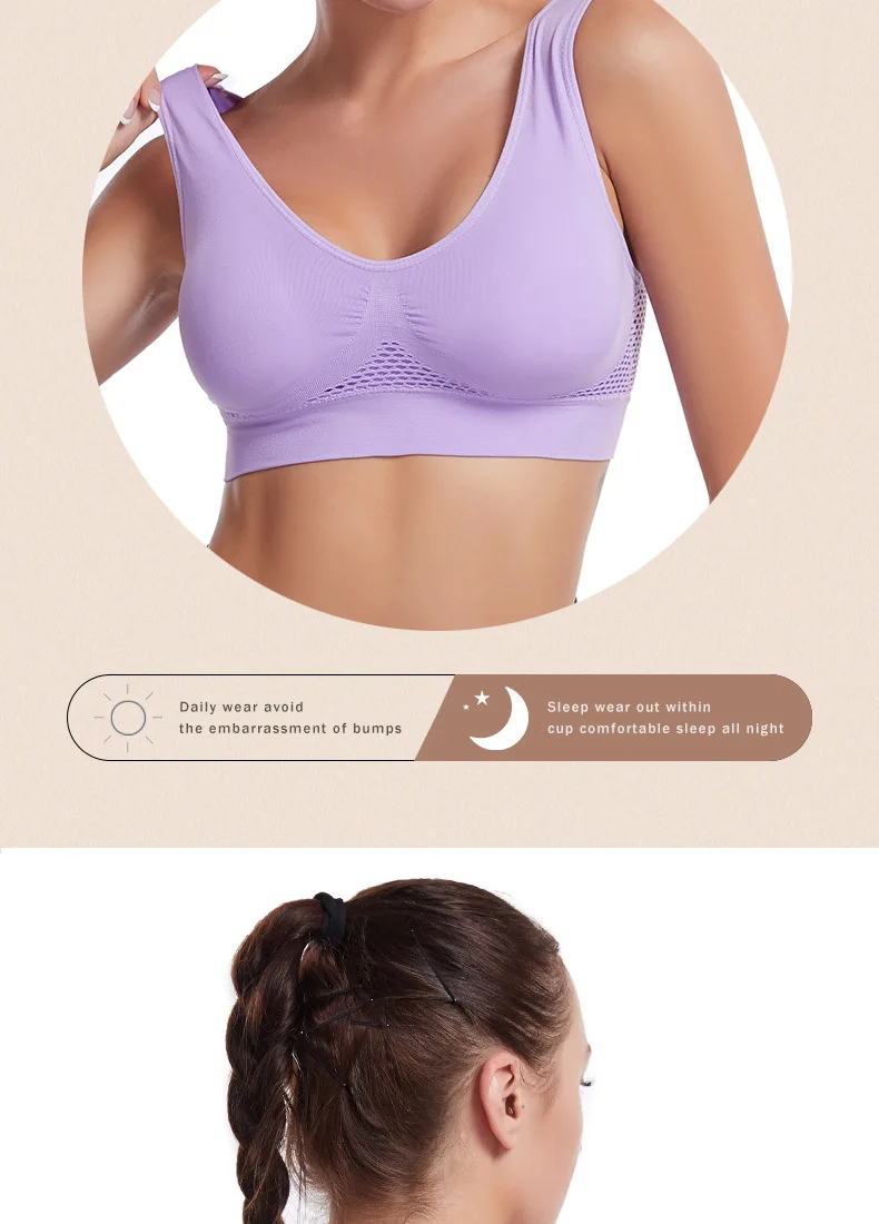 S-7XL Plus Size Grid Air Holes Bra sports without underwire Women's Underwear Shock-proof Yoga Running Brassiere Hollow out Vest