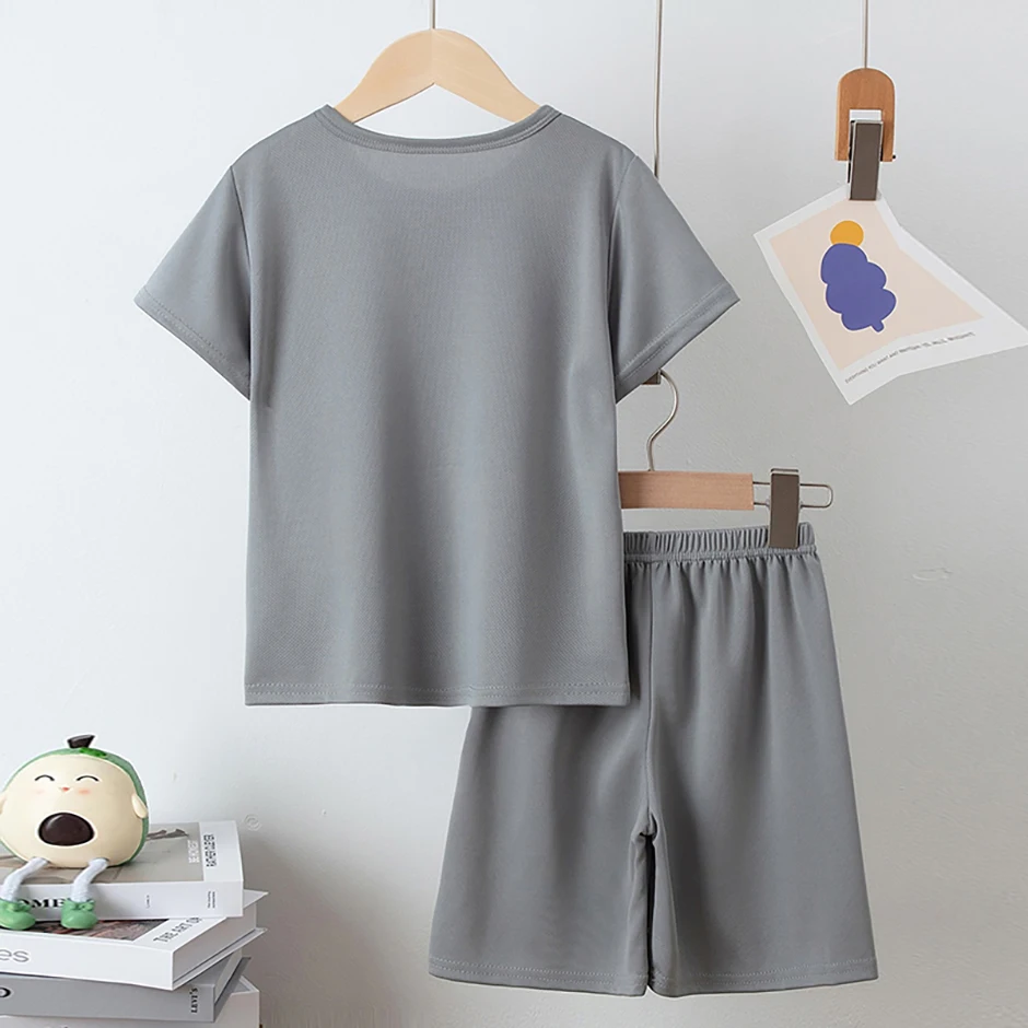 2/4 Pcs Boys' Summer Solid Color Quick Drying Breathable Set Big Kids' Loose Sports Running Hiking Outdoor Short Sleeved Shorts