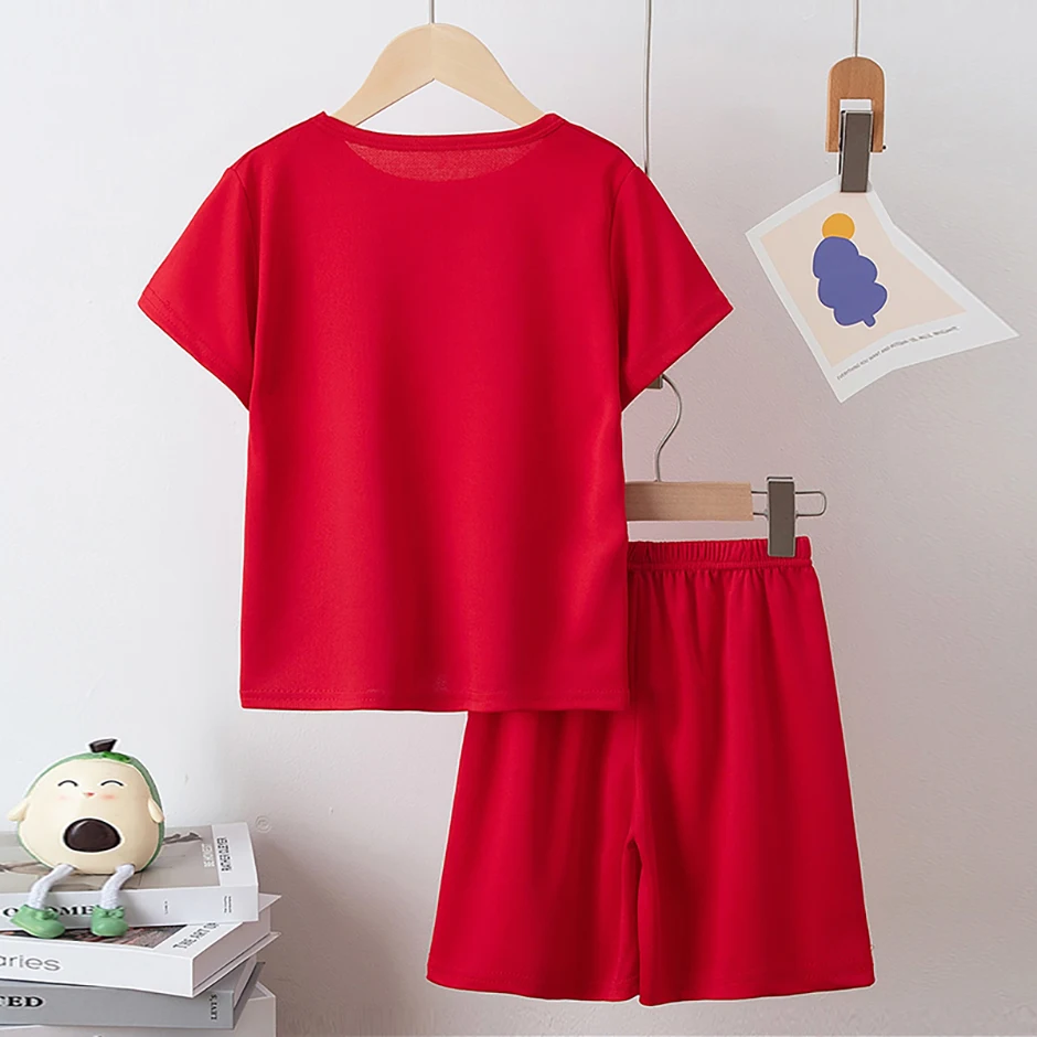 2/4 Pcs Boys' Summer Solid Color Quick Drying Breathable Set Big Kids' Loose Sports Running Hiking Outdoor Short Sleeved Shorts
