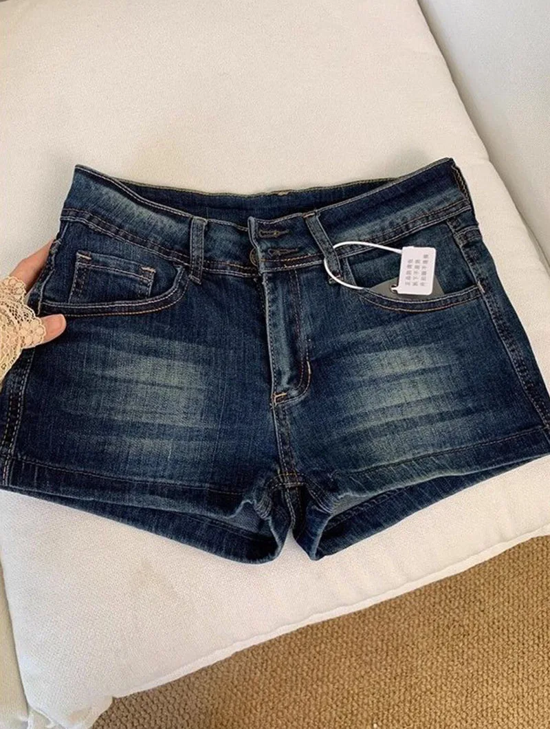 Women's Denim Shorts 2026 Summer Sexy Low-Waisted Skinny Elastic Jean Short Pants Woman Vintage Y2K Streetwear Hot Shorts