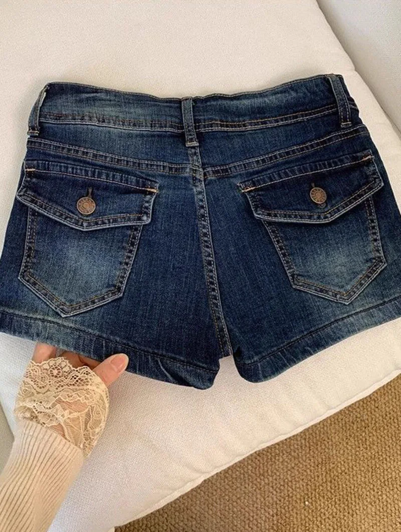 Women's Denim Shorts 2026 Summer Sexy Low-Waisted Skinny Elastic Jean Short Pants Woman Vintage Y2K Streetwear Hot Shorts