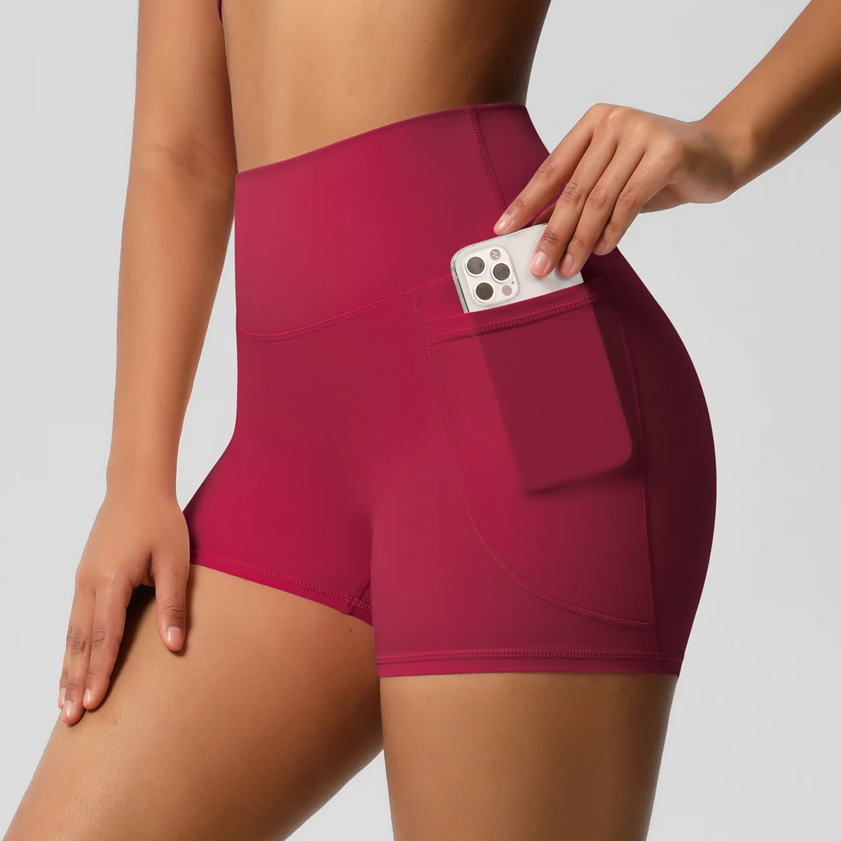 Women Sports Short With PocketedYoga Legging Shorts Squat Proof High Waist Fitness Tight Shorts Quick Drying Cycling Workout Gym