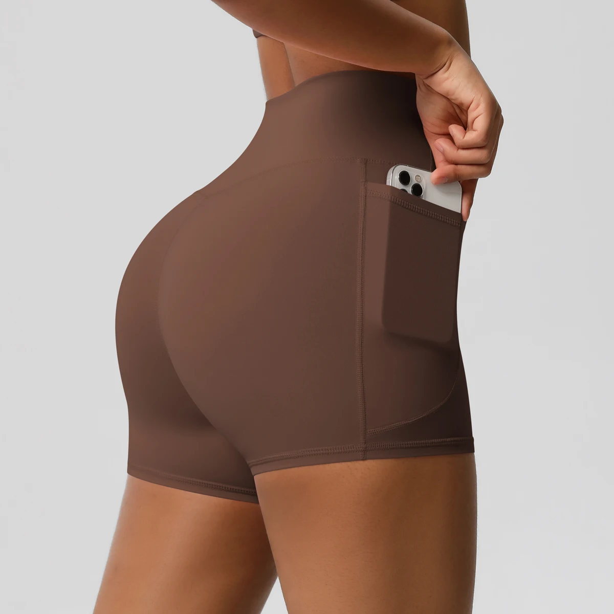 Women Sports Short With PocketedYoga Legging Shorts Squat Proof High Waist Fitness Tight Shorts Quick Drying Cycling Workout Gym
