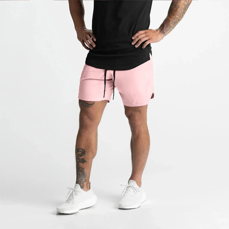2024 Men's Single-Layer Woven Quick-Drying Solid-Color Shorts for Running, Fitness, and Casual Wear (American Fifth Pant Style)
