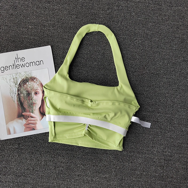 Sports Vest for Women Wearing Chest Pad Shockproof Fitness Bra with Neck Halter Fast Drying Beautiful Back Yoga Underwear Summer