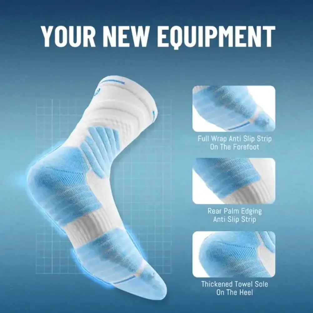 1Pair Professional basketball socks thickened towel bottom game training sports socks ankle protection non-slip socks