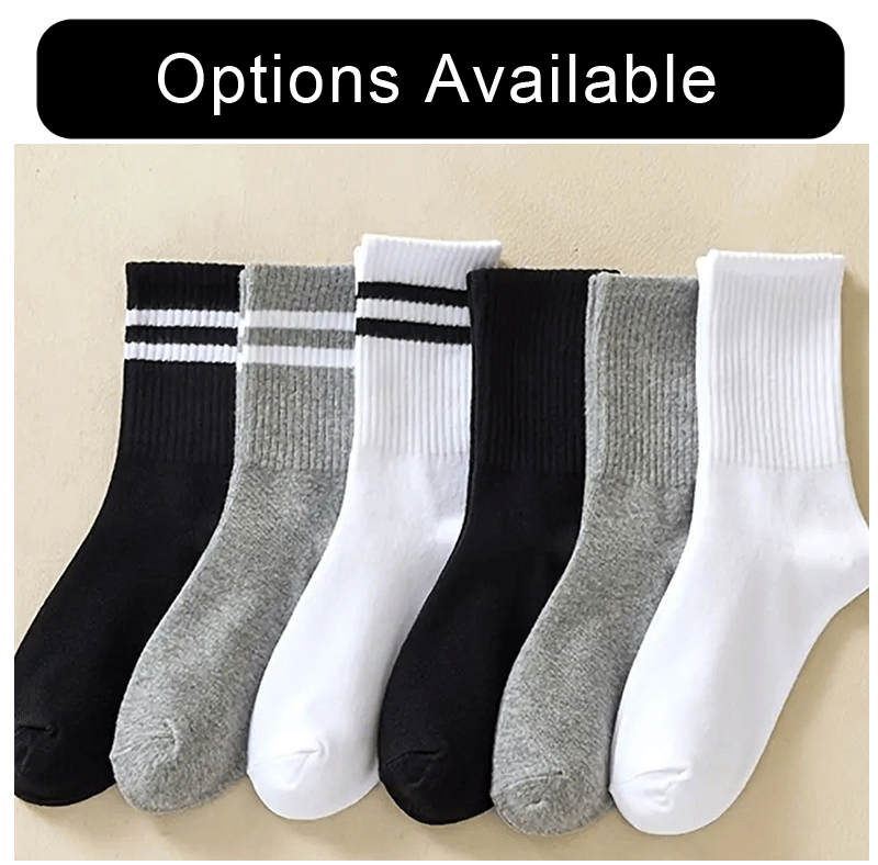3/6 Pairs Women Mid-Tube Socks Solid Colour Autumn Winter Breathable Comfortable Sport Sweat Absorbent Man And Women's Socks