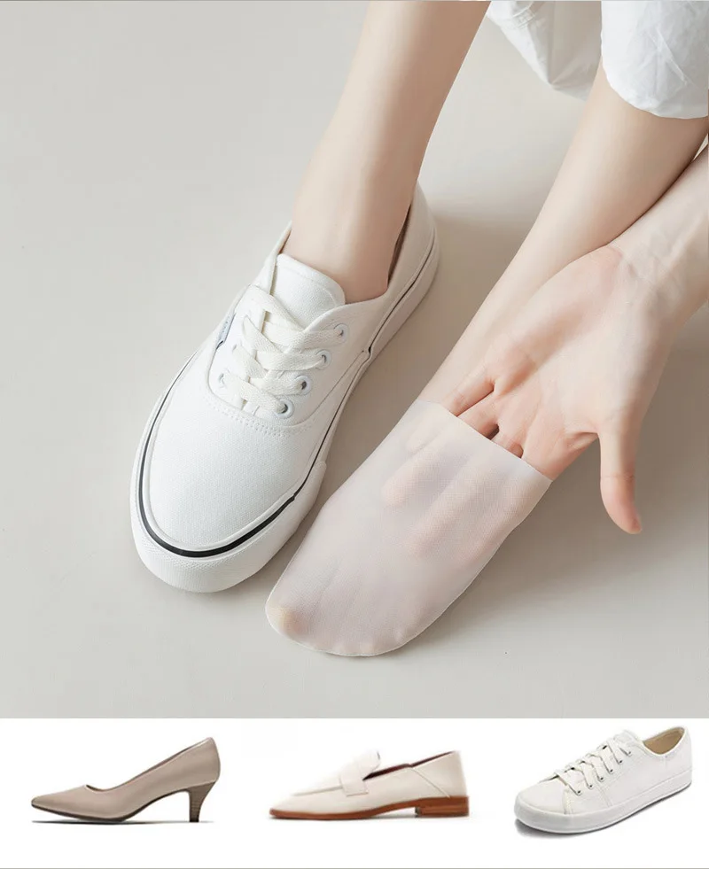 5 Pairs/Lot Socks Women's Summer Ultra-thin Invisible Low Cut Silicone Anti-slip Mesh No Show Ice Silk Solid Boat Socks
