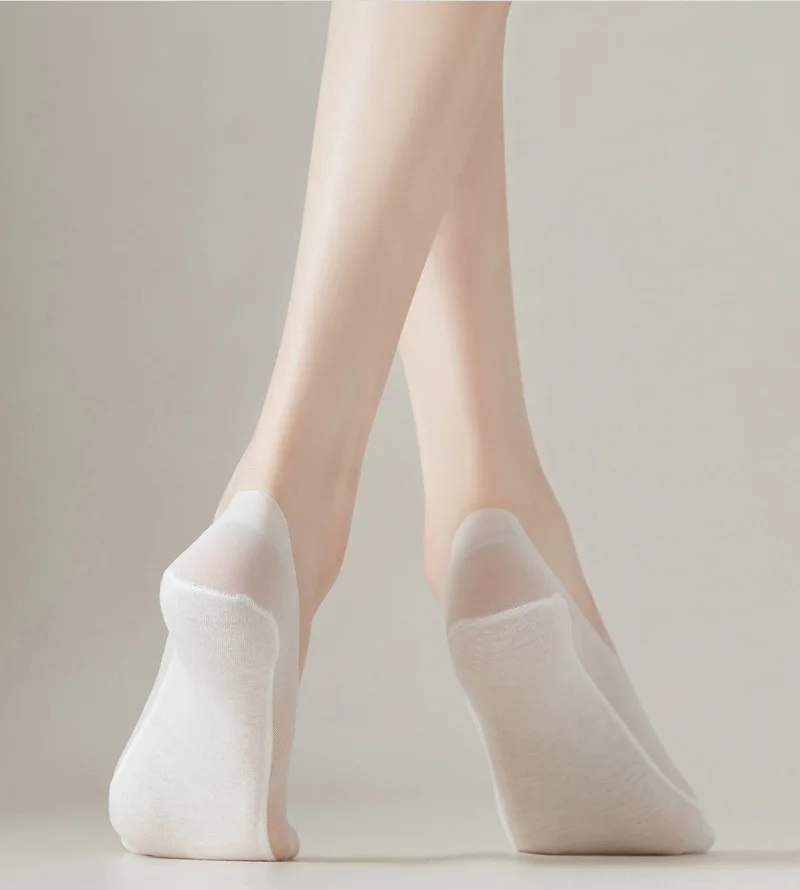 5 Pairs/Lot Socks Women's Summer Ultra-thin Invisible Low Cut Silicone Anti-slip Mesh No Show Ice Silk Solid Boat Socks