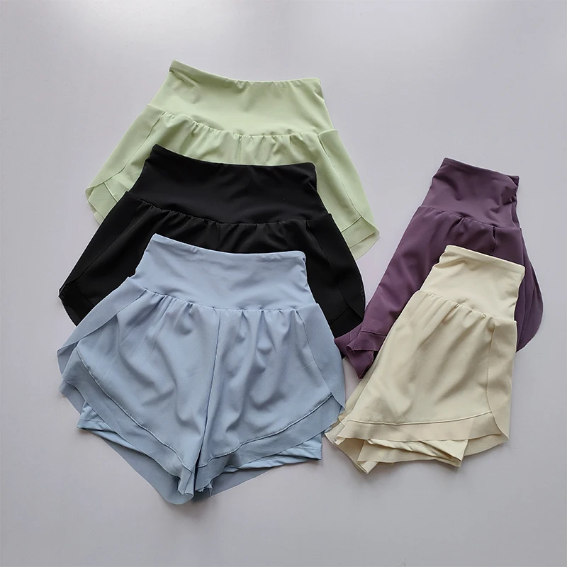 Summer Women's Sports Shorts Mesh 2 In 1 Quick-dry Yoga Shorts Breathable Fitness Shorts High Waist Fitness Running Shorts