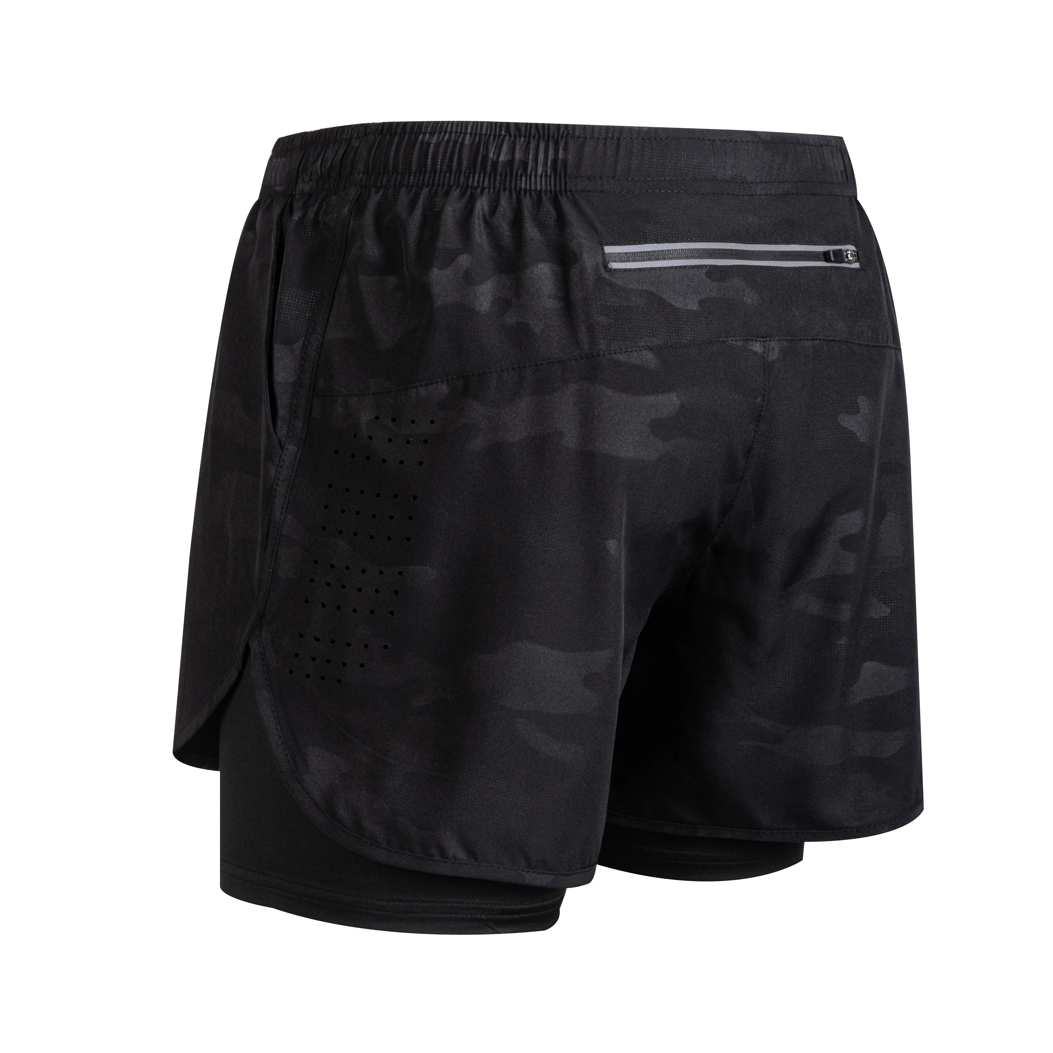 Men's Running Shorts Quick-drying Fitness Black Double Layer Shorts Men New Sport Workout Training Bodybuilding Short Pants New