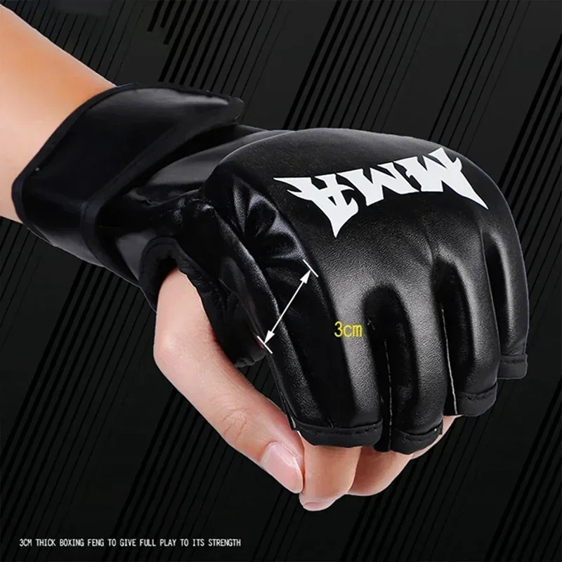 Professional Boxing Training Gloves Half Finger Leather Cushion for Adult Sanda Boxing UFC Training Sandbag Knuckles