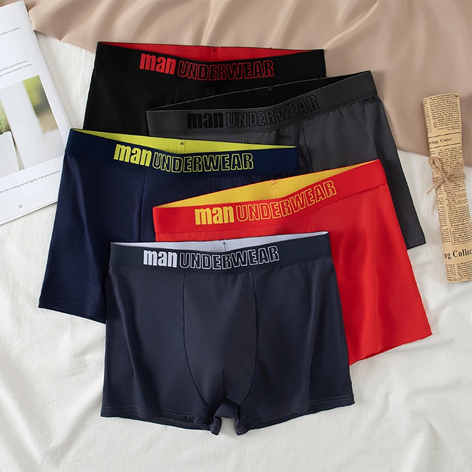 5/10 Piece Set Of Men's Seasonal Fashionable Underwear Flat Corner Pants Comfortable Plus Size Color MEN Elastic Waist Shorts