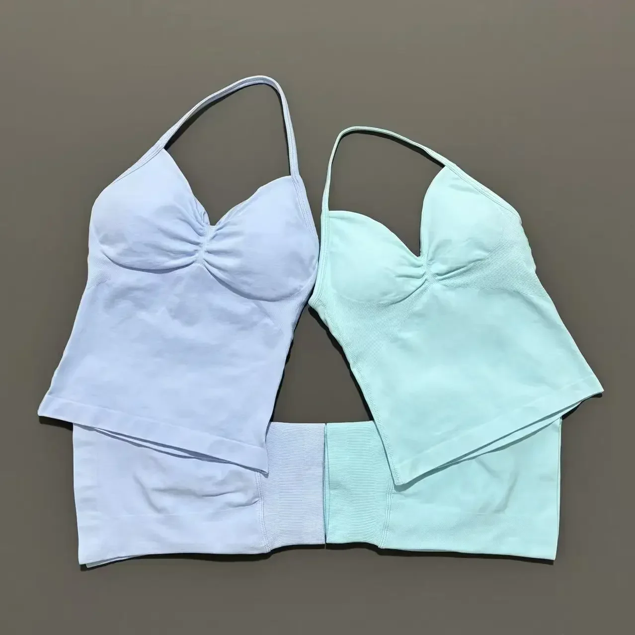 Yoga 2 Pieces Gym Set Women Backless Halter Tops High Waist Seamless Shorts Gym Suit Fitness Sports Bras Sportswear Workout Sets