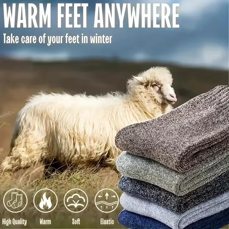 1/3 Pairs Autumn Winter Thick Towel Men's Socks Man's Outdoor Sports Long Socks Cold Resistant Frost Proof Snow Socks For Gift