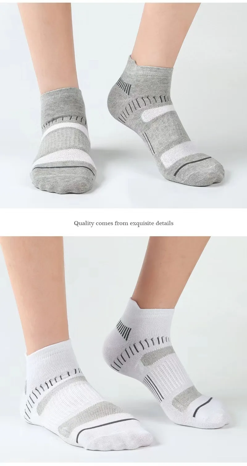 5 Pairs Men Spring Summe Autumn Cotton Sports Socks Mesh Breathable Running Basketball Cycling Male Short Socks Set For Men