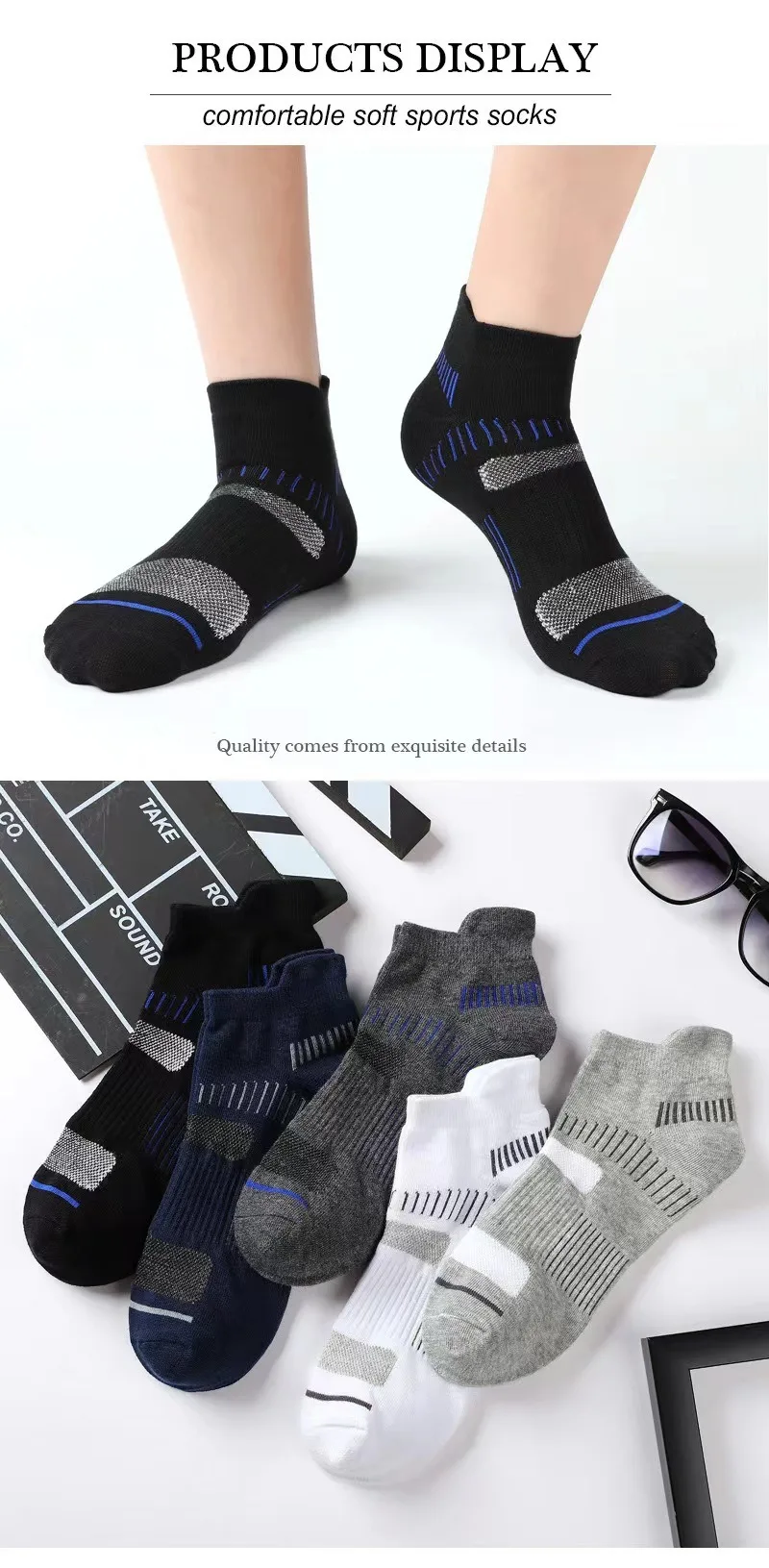 5 Pairs Men Spring Summe Autumn Cotton Sports Socks Mesh Breathable Running Basketball Cycling Male Short Socks Set For Men