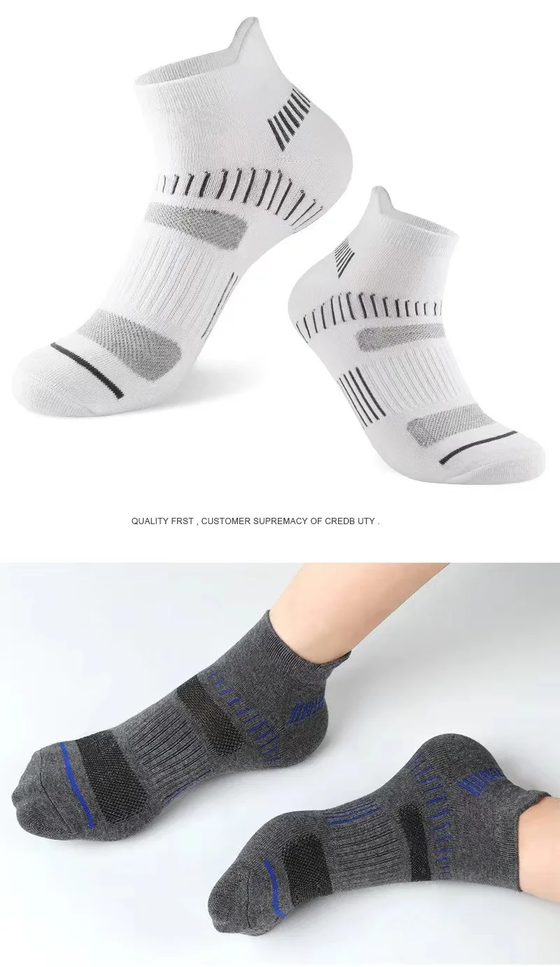 5 Pairs Men Spring Summe Autumn Cotton Sports Socks Mesh Breathable Running Basketball Cycling Male Short Socks Set For Men