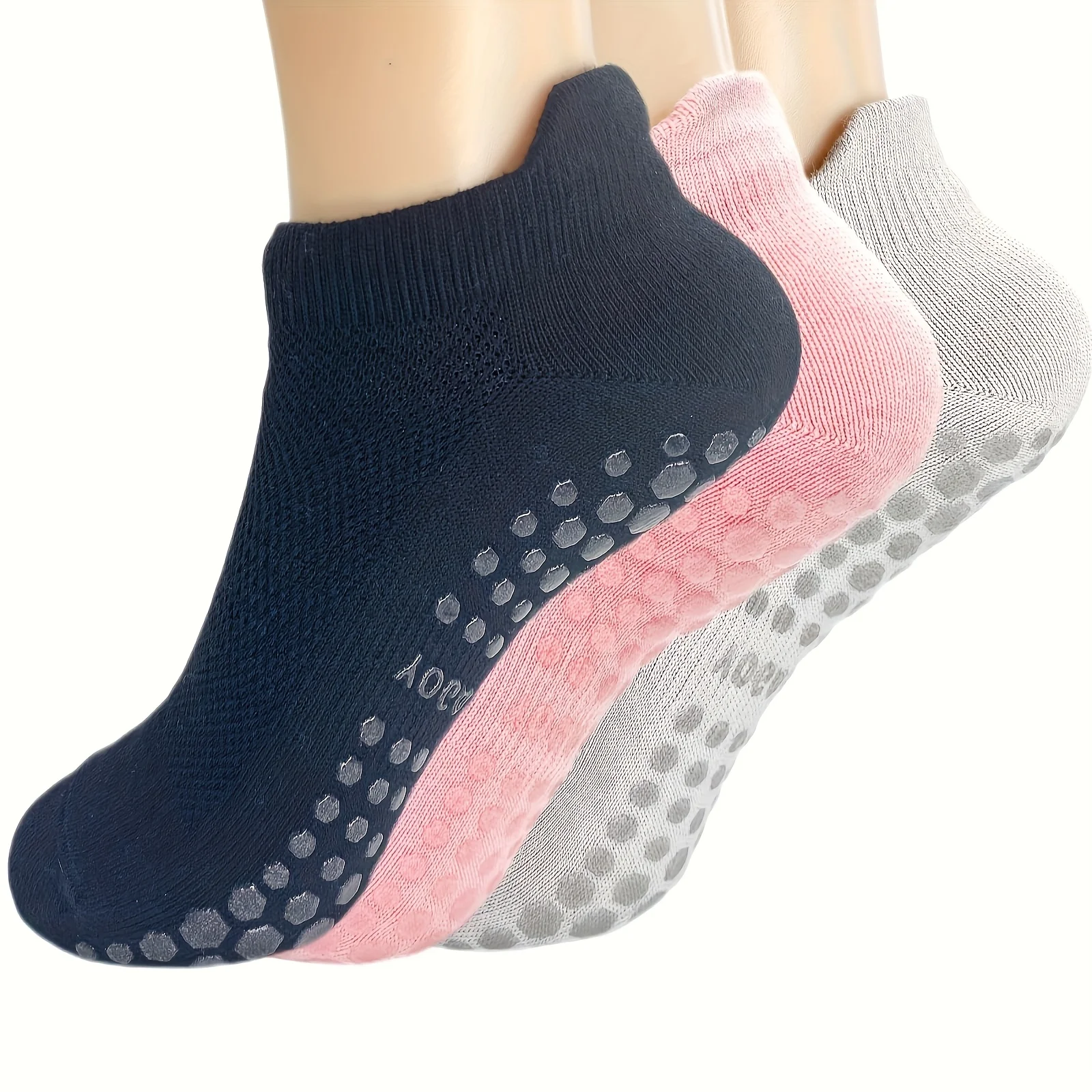 3 Pairs Grip Pilates Socks for Women Yoga Athletic Socks for Barre Ballet Barefoot Workout