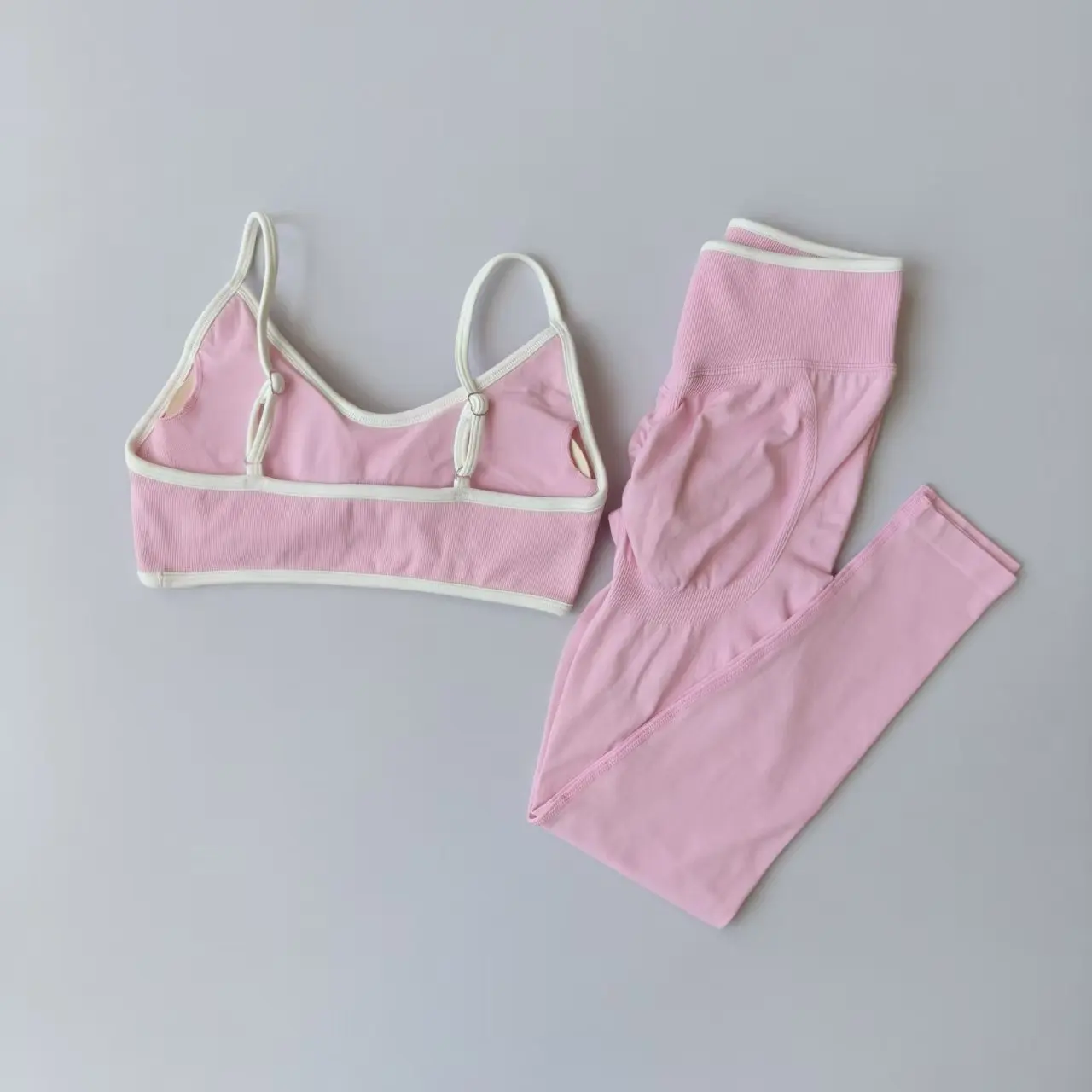 Seamless 2PCS Legging Sets Women's Strappy Sports Bras and Leggings High Waist Fitness Sculpt Leggings Running Pants Gym Suits
