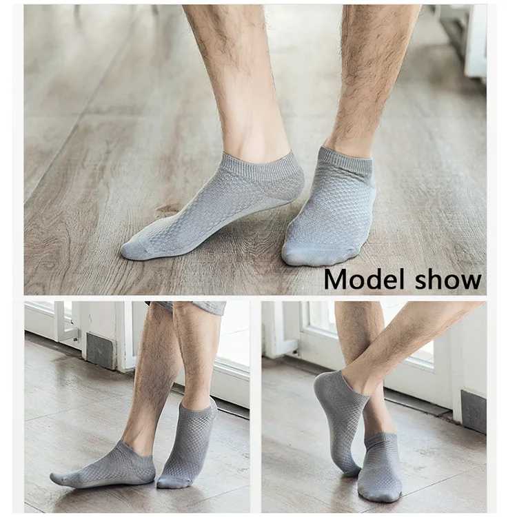 5Pairs/Lot Men's Bamboo Fiber Socks Business Short Breathable Ankle Socks Male Sock High Quality Large Size EU39-48