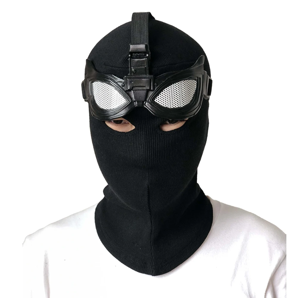 Superhero Peter Parker Spider Mask Cosplay Stealth Suit Black Helmet Halloween Masquerade Party Costume Props