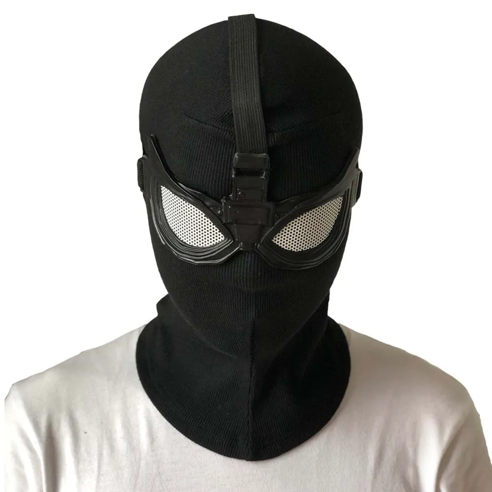 Superhero Peter Parker Spider Mask Cosplay Stealth Suit Black Helmet Halloween Masquerade Party Costume Props