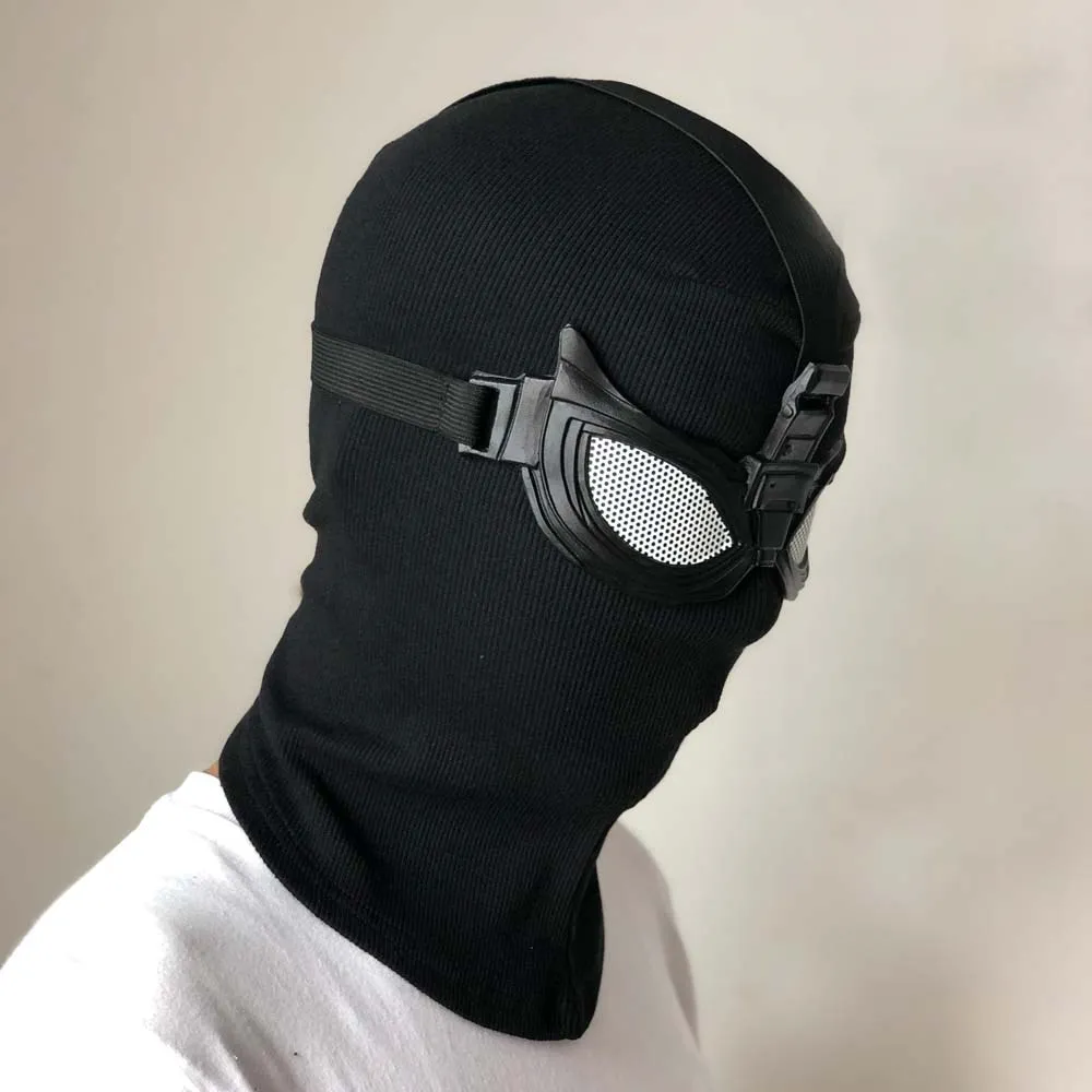 Superhero Peter Parker Spider Mask Cosplay Stealth Suit Black Helmet Halloween Masquerade Party Costume Props
