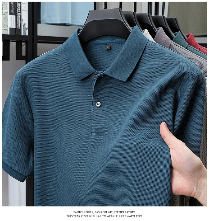 Men's 100% Cotton Polo Shirt - Summer Casual Breathable Tee,19 Colors,Ideal for Golf and Sports,Business Casual,Silk-Like Finish