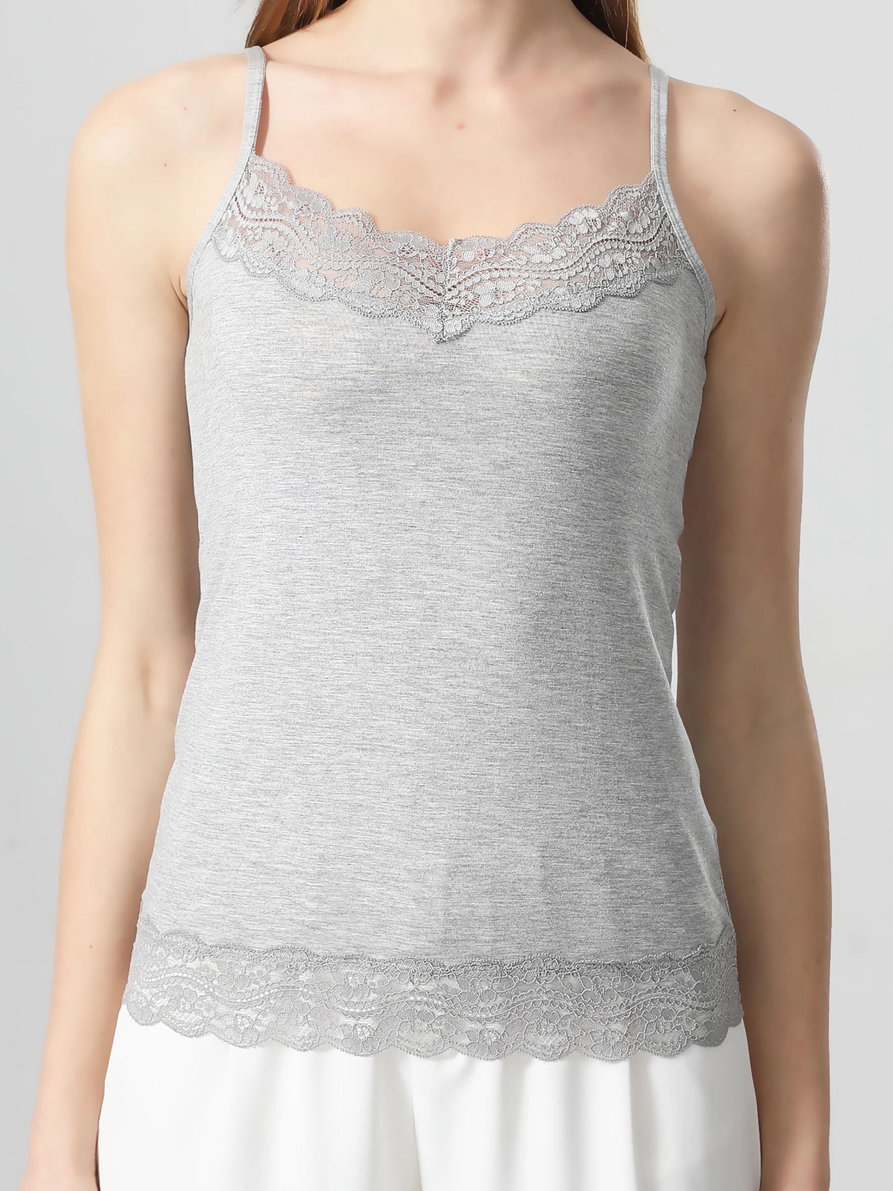Lace Camisole for Women, Solid Color Casual Vest with Lace Splicing, Can Be Worn Inside or Outside