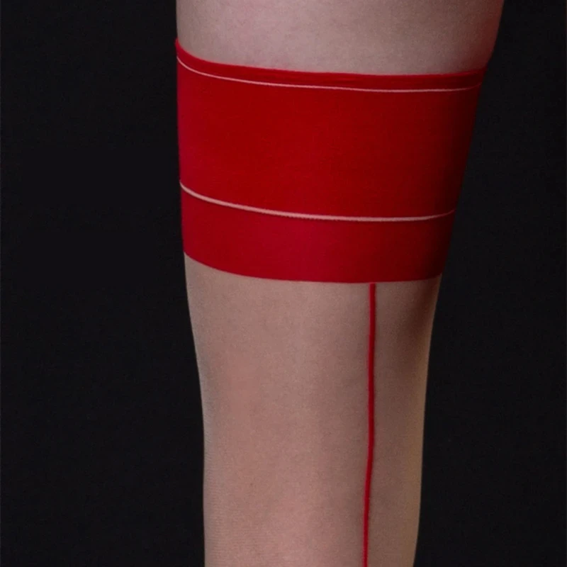 Vintage Cuban Heel Back Seam Thigh High Stockings Oil Shiny Ultra Thin Transparent Silk Hosiery Women Sexy Patchwork Lingerie