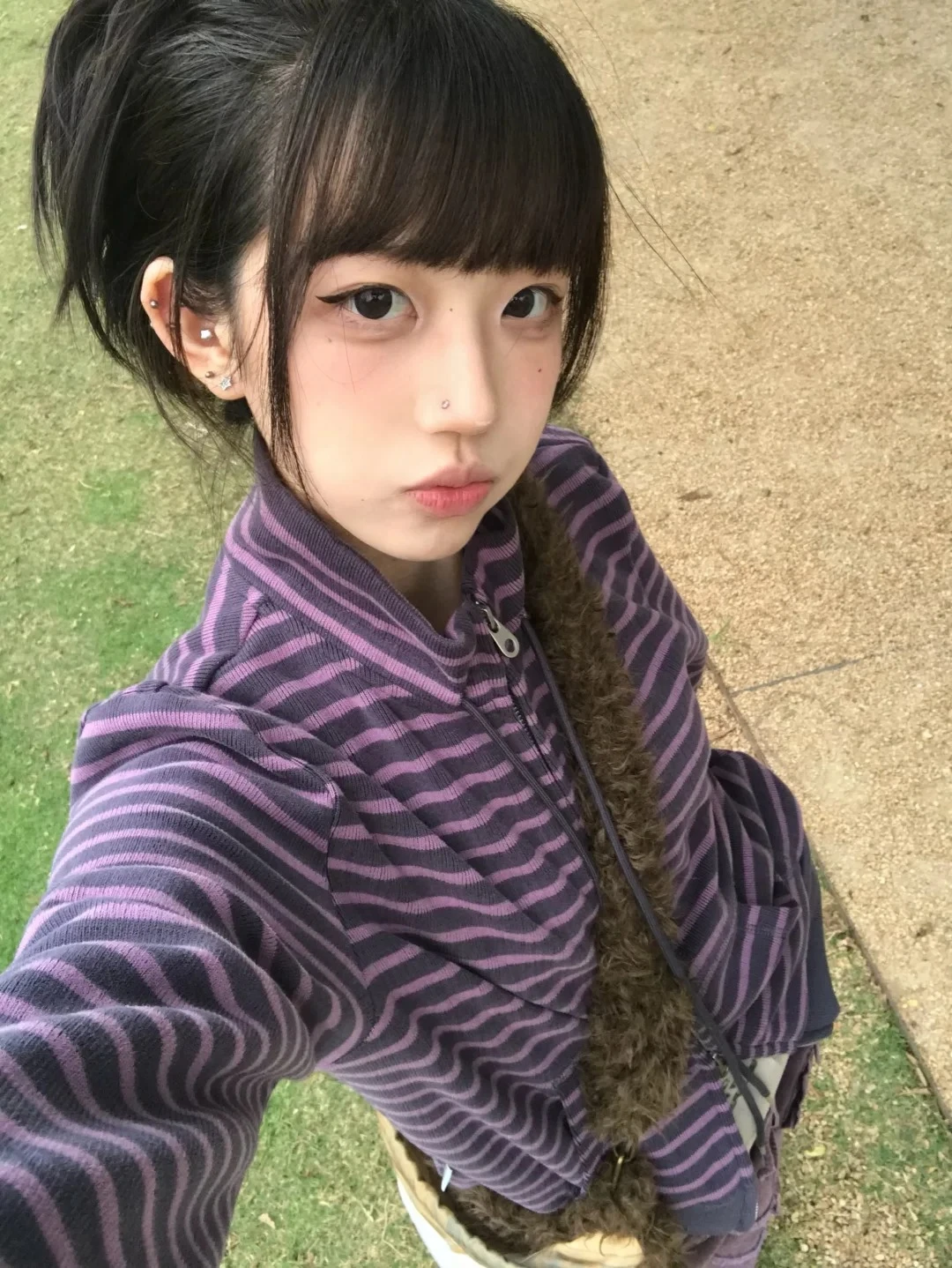 Tonngirls Y2k Japanese Sweatshirts Women Long Sleeve Striped Stand Collar Sweatshirt High Street Graphic Winter Coats E-girls