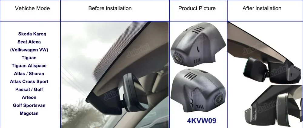 4K 2160P WIFI Car DVR Camera for Volkswagen VW Passat Tiguan Allspace Atlas Golf Arteon Sharan Magotan Dash Cam for Skoda Seat