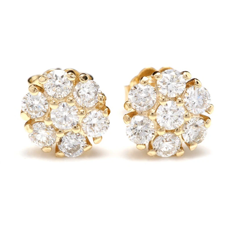 Huitan Luxury Gold Color Brilliant Cubic Zirconia Stud Earrings for Women Dainty Small Female Earring Gifts Classic Jewelry