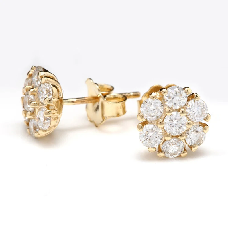 Huitan Luxury Gold Color Brilliant Cubic Zirconia Stud Earrings for Women Dainty Small Female Earring Gifts Classic Jewelry