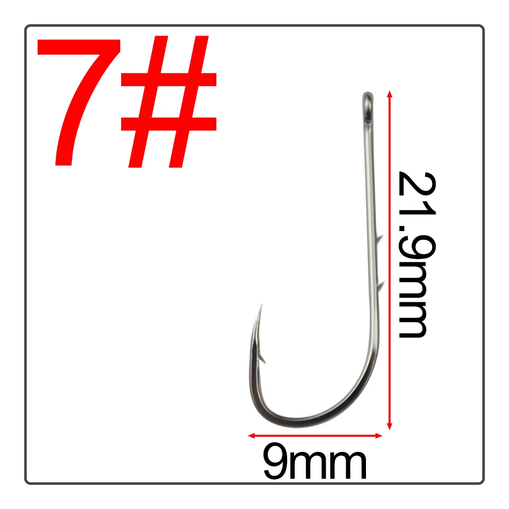 50Pcs Double back spines barb Crooked mouth fishhook Long handle band High carbon steel Hook flat Tide hook