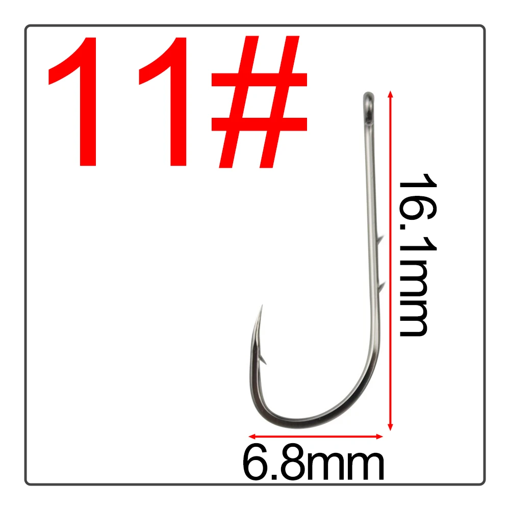 50Pcs Double back spines barb Crooked mouth fishhook Long handle band High carbon steel Hook flat Tide hook