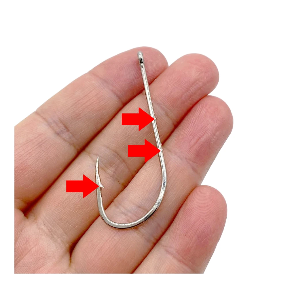50Pcs Double back spines barb Crooked mouth fishhook Long handle band High carbon steel Hook flat Tide hook