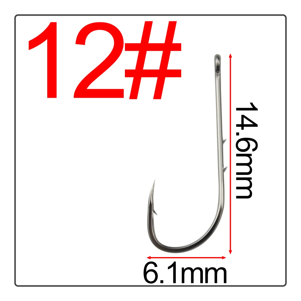 50Pcs Double back spines barb Crooked mouth fishhook Long handle band High carbon steel Hook flat Tide hook